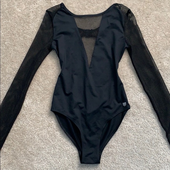 Forever 21 Tops Forever 2 Mesh Black Long Sleeve Bodysuit Poshmark